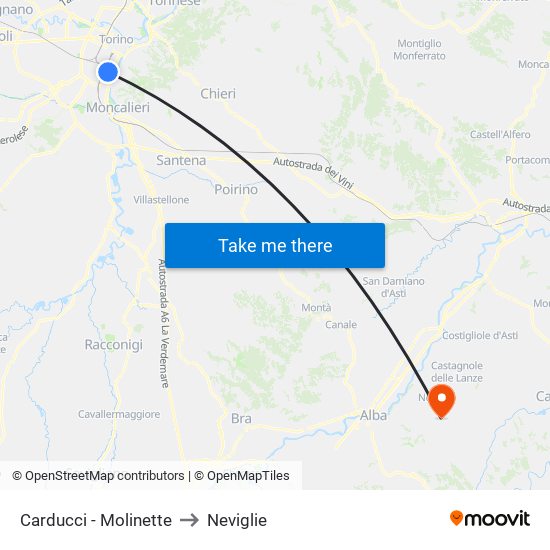 Carducci - Molinette to Neviglie map