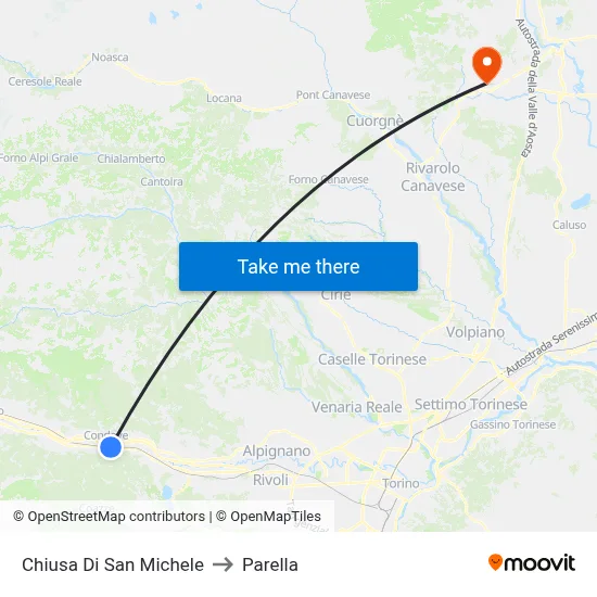 Chiusa Di San Michele to Parella map