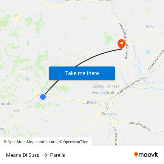 Meana Di Susa to Parella map