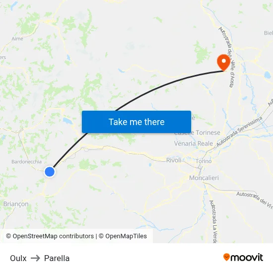 Oulx to Parella map