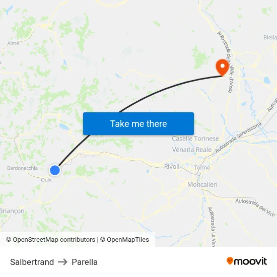 Salbertrand to Parella map