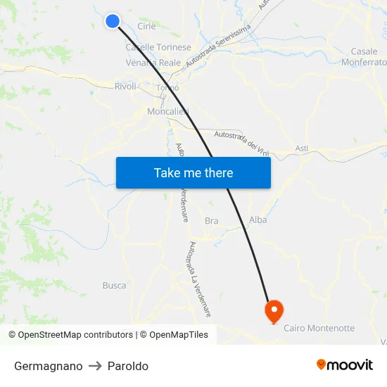 Germagnano to Paroldo map