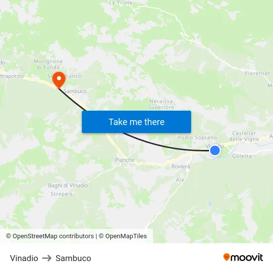 Vinadio to Sambuco map