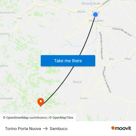 Turin Porta Nuova to Sambuco map