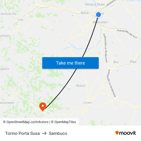 Turin Porta Susa to Sambuco map