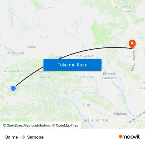 Balme to Samone map