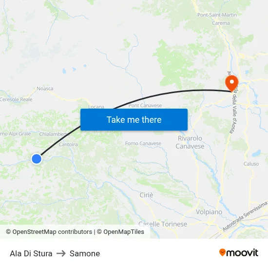 Ala Di Stura to Samone map