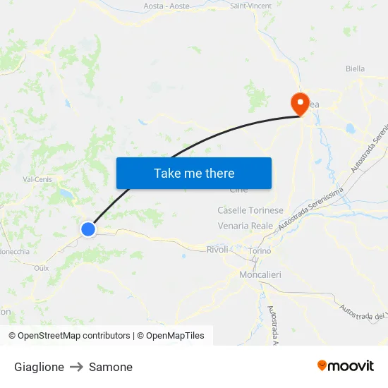 Giaglione to Samone map