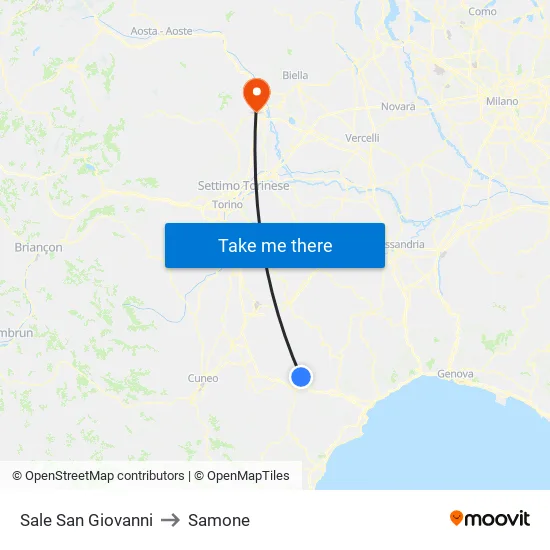 Sale San Giovanni to Samone map