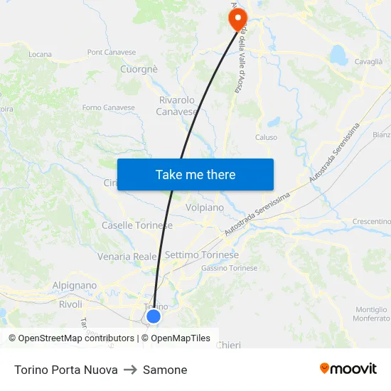 Turin Porta Nuova to Samone map