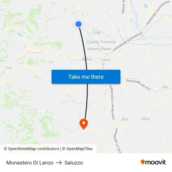 Monastero Di Lanzo to Saluzzo map