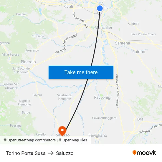 Turin Porta Susa to Saluzzo map