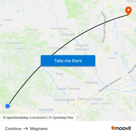 Condove to Magnano map