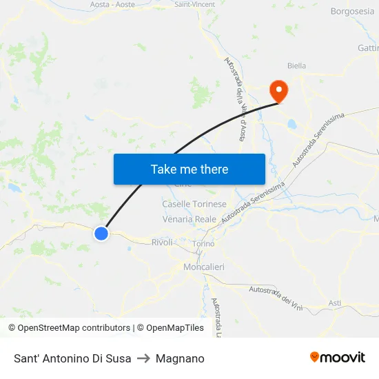 Sant'Antonino di Susa to Magnano map