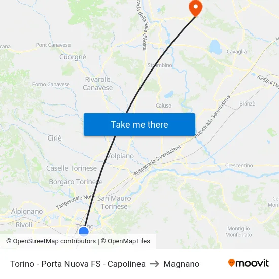 Torino - Porta Nuova FS - Capolinea to Magnano map