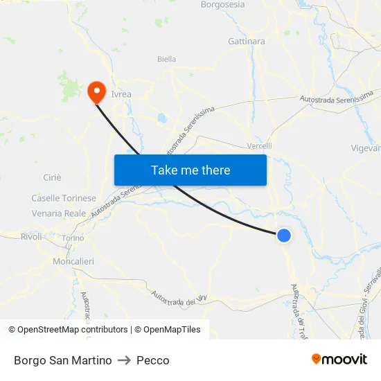 San Martino Village to Pecco map