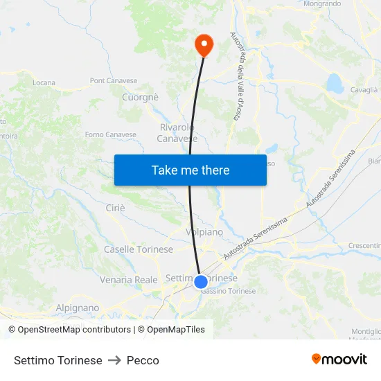 Settimo Torinese to Pecco map