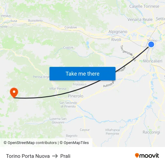 Turin Porta Nuova to Prali map