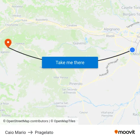 Caio Mario to Pragelato map
