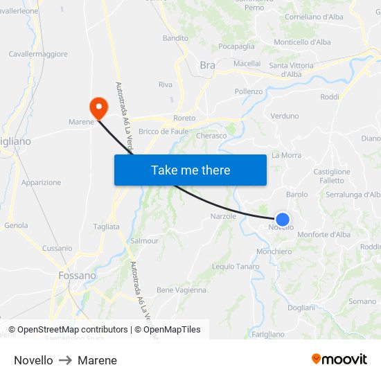 Novello to Marene map