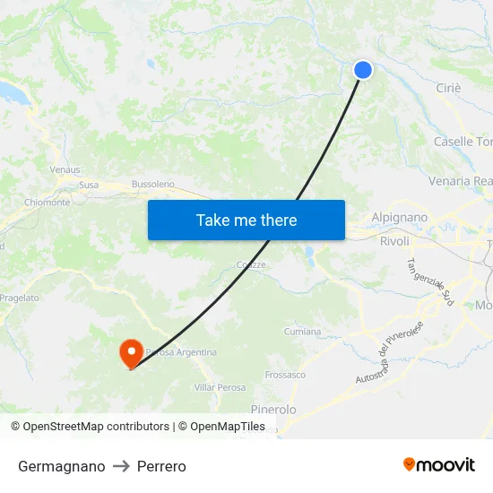 Germagnano to Perrero map