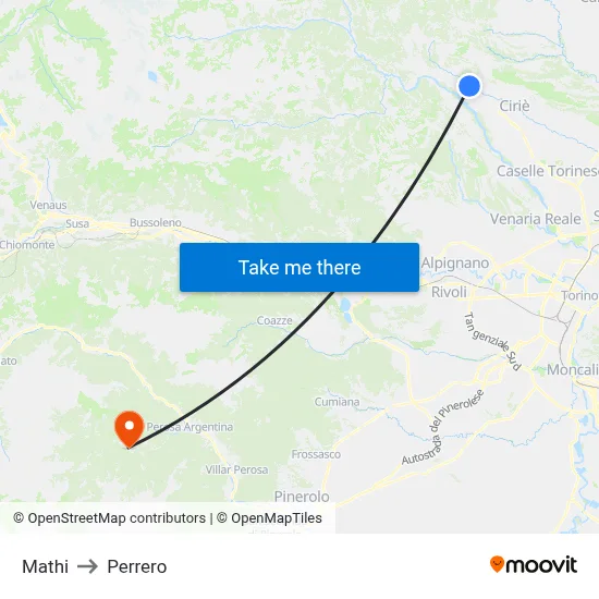 Mathi to Perrero map