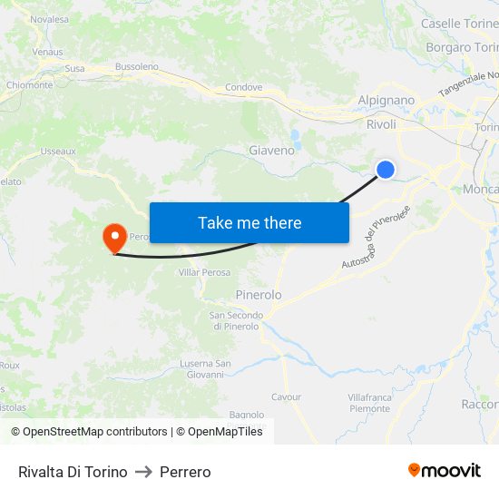 Rivalta Di Torino to Perrero map