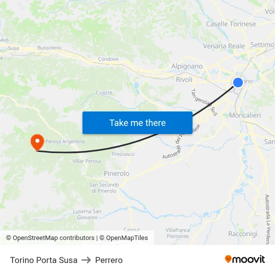 Turin Porta Susa to Perrero map