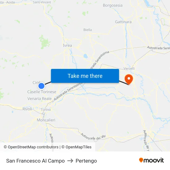 San Francesco Al Campo to Pertengo map