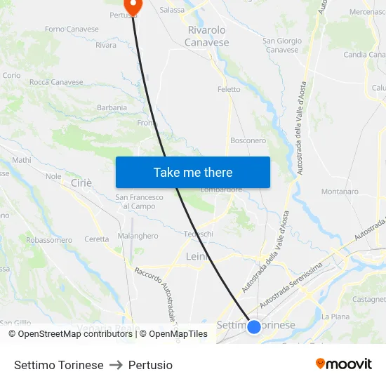 Settimo Torinese to Pertusio map