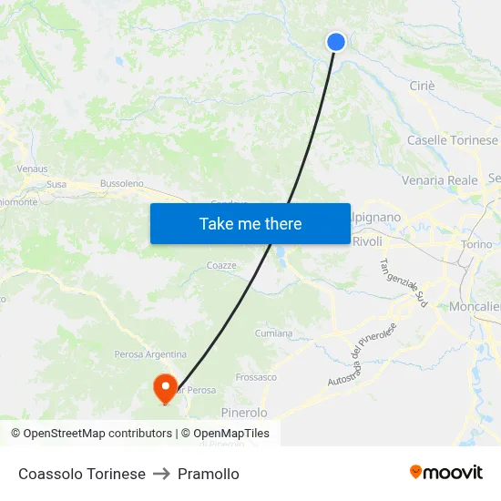 Coassolo Torinese to Pramollo map