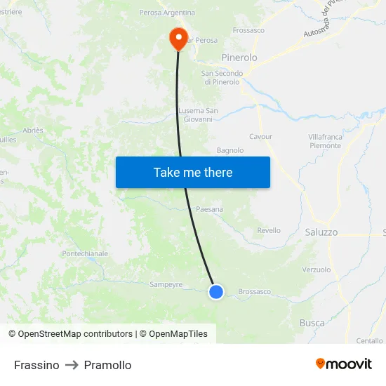 Frassino to Pramollo map