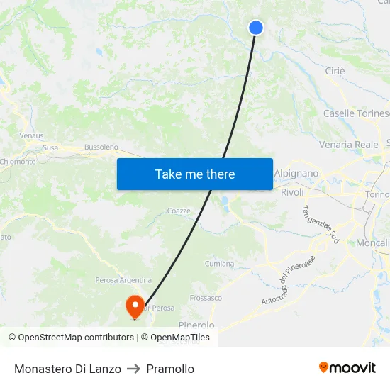 Monastero Di Lanzo to Pramollo map