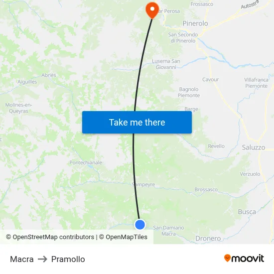 Macra to Pramollo map
