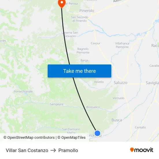 Villar San Costanzo to Pramollo map