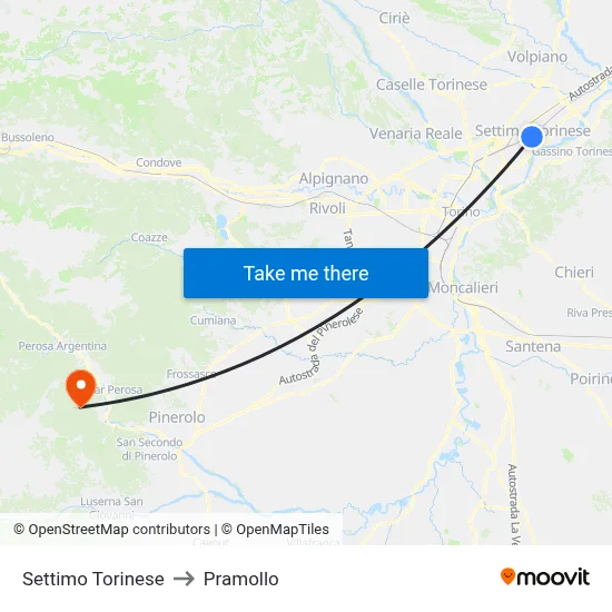 Settimo Torinese to Pramollo map