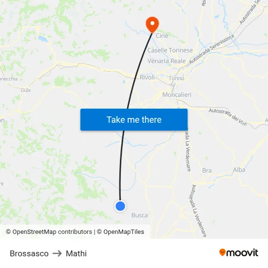 Brossasco to Mathi map