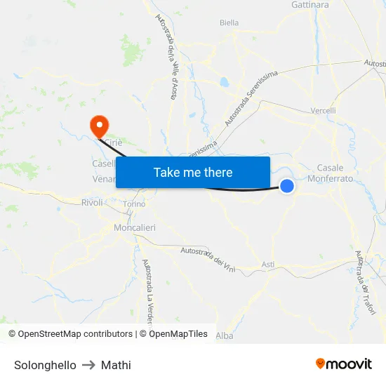 Solonghello to Mathi map