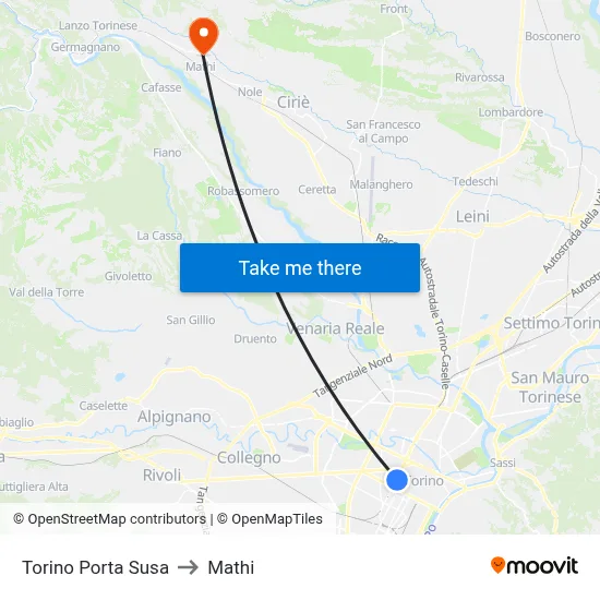 Turin Porta Susa to Mathi map