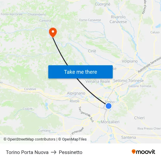 Turin Porta Nuova to Pessinetto map