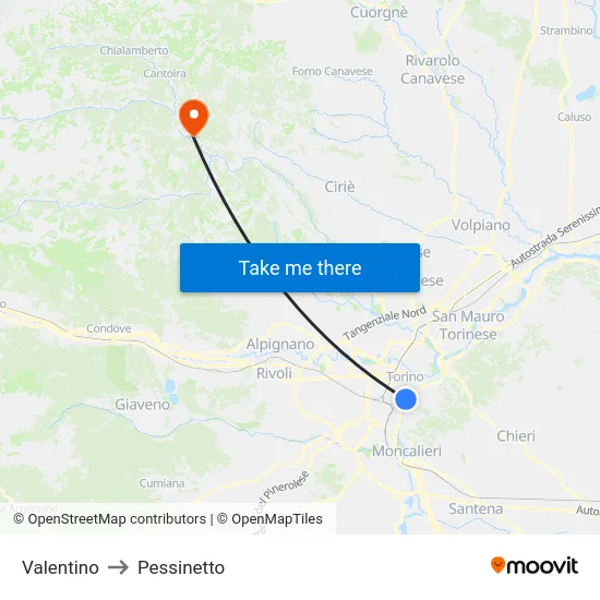 Valentino to Pessinetto map