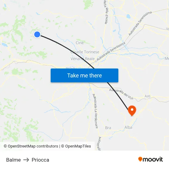 Balme to Priocca map