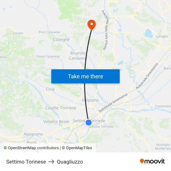 Settimo Torinese to Quagliuzzo map