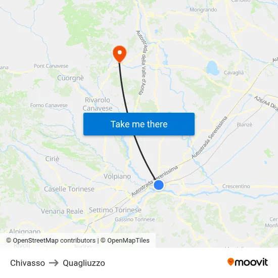 Chivasso to Quagliuzzo map