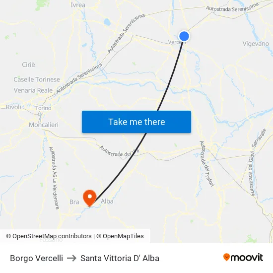 Borgo Vercelli to Santa Vittoria D' Alba map