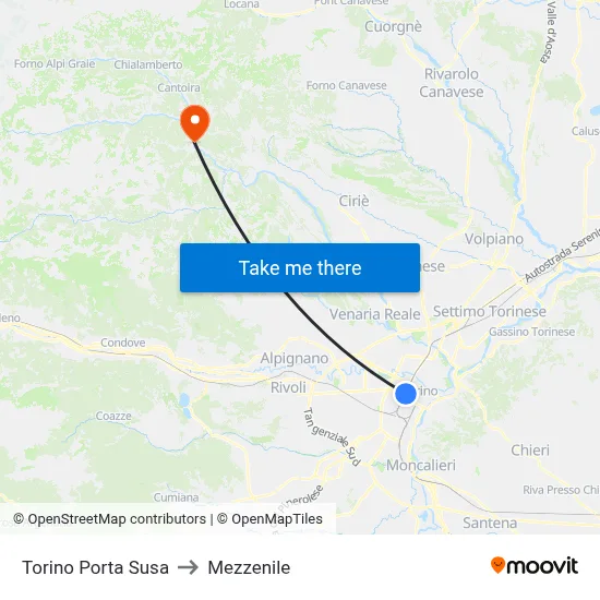 Turin Porta Susa to Mezzenile map