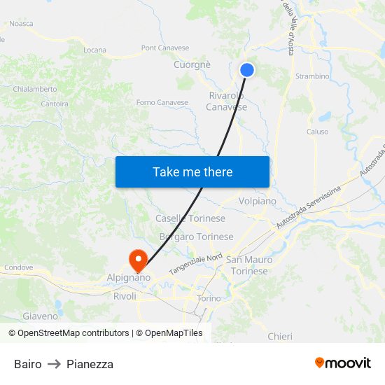 Bairo to Pianezza map