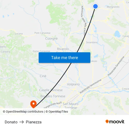 Donato to Pianezza map