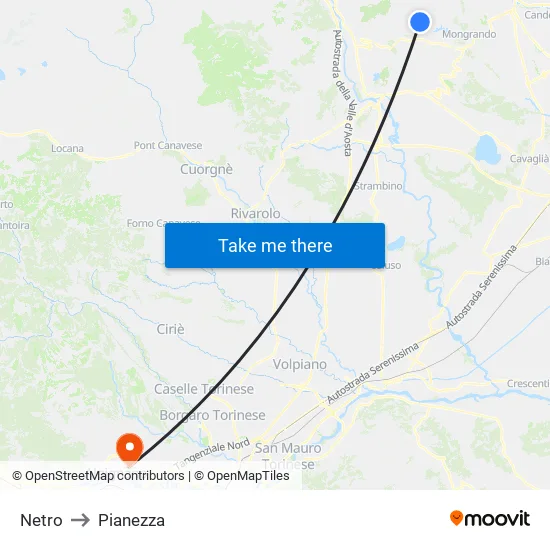 Netro to Pianezza map