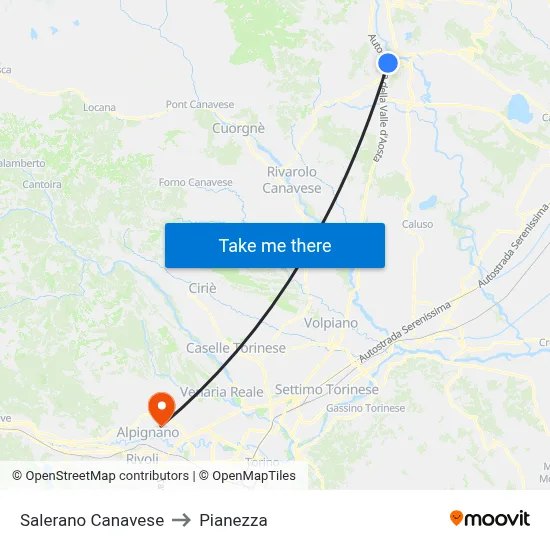 Salerano Canavese to Pianezza map